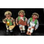Steiff Vintage Miniature Mecki Hedgehog Friends 3 Pub favourites comprising One with apron and beer