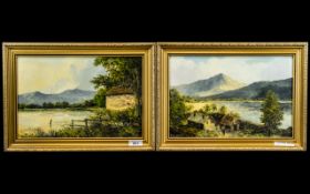 Pair of Oil Paintings on Board 'Loch Rannoch' Scotland and 'Rydal Water' English Lake District,