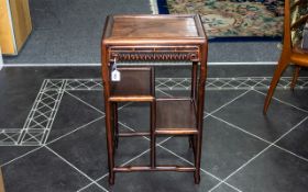 Early 20th Century Chinese Rosewood Display Stand rectangular form with a carved frieze over