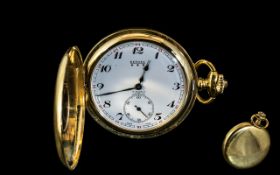 Bernex - Swiss Made 17 Jewels Incabloc Gold Plated Demi - Hunter Pocket Watch ( Keyless ) The