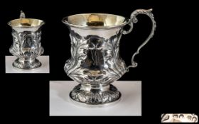 William IV - Excellent Quality Sterling Silver Embossed Cup of Pleasing Proportions, Gilt Interior.