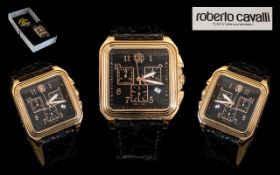 Roberto Cavalli - Swiss Made Gents Rose Gold Tone Stainless Steel Logo Embossed Multi-Dial