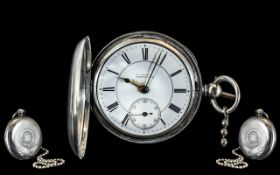 Victorian Period Full Hunter Sterling Silver Pocket Watch.