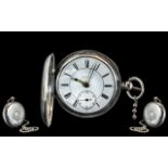 Victorian Period Full Hunter Sterling Silver Pocket Watch.
