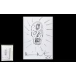 Contemporary Art - Damien Hurst, British Born 1965, Signed - Skull Sketch on Paper, Framed,