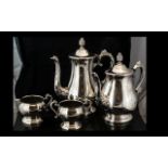 Silver Plated Four Piece Tea Service, comprising tea pot, hot water pot,