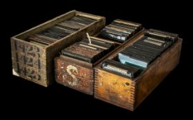 Three Wooden Cases Containing a Quantity of Glass Lantern Slides, to include,