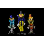 Murano - Fine Trio of Multi-Coloured Glass Novelty Clown Figure, From the 1960's.