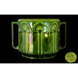 Art Nouveau Bretby Pottery - Impressive and Large Green Glazed Twin Handle Jardiniere. c.1910.