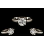 18ct White Gold - Superb Quality Ladies Single Stone Diamond Set Ring.