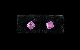 Pink Sapphire Solitaire Stud Earrings, totalling 2.