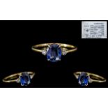 Top Quality - Ladies Petite 14ct Gold Natural Sapphire and Diamond Set Ring.