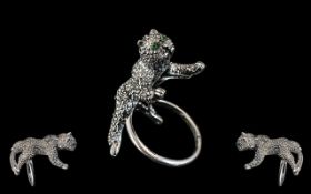 Top Quality Silver Ring In the Form of a Leopard.