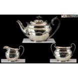 George V - Good Quality Sterling Silver Bachelors ( 3 ) Piece Tea Service of Pleasing Proportions.