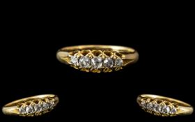 Antique Period - 18ct Gold Attractive 5 Stone Diamond Set Ring, Gallery Setting.