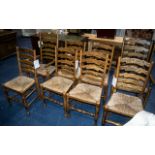 Titchmarsh and Goodwin Set of Eight Lancashire Style Ladder Back Chairs two carvers and 6 stand