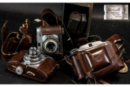 Collection of Three Vintage Cameras, comprising an Italian Koroll Bencini 1950s camera made in