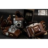 Collection of Three Vintage Cameras, comprising an Italian Koroll Bencini 1950s camera made in