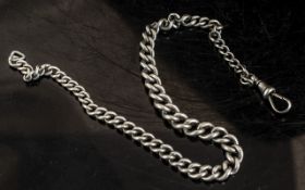 Victorian Silver Albert Chain. Graduating Albert Chain, Marked on Every Link. 12 Inches In length.
