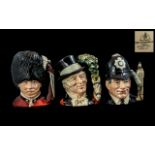 Royal Doulton Trio of Hand Painted Large Character Jugs ( 3 ) In Total. Comprises 1/ The Ring