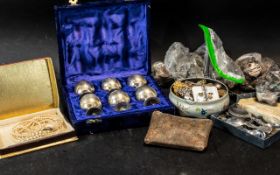 A Mixed Collection of Mostly Low Value GB Coins, odd silver, brass goblets and costume jewellery.