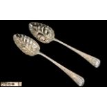 George III Superb Pair of Sterling Silver Berry Fruit Spoons, Both Spoons In Great Condition.