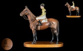 Beswick Large and Impressive Seated Jockey and Horse Figure ' Arkle ' No 6, Pat Taaffe up.