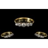 18ct Gold and Platinum - Attractive 5 Stone Diamond Set Ring, Marked 18ct and Platinum.