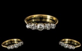 18ct Gold and Platinum - Attractive 5 Stone Diamond Set Ring, Marked 18ct and Platinum.