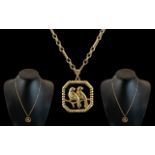 A Superior Quality 9ct Gold Fancy Chain of Excellent Design, Attached to 8 Sided 9ct Gold Pendant,