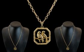 A Superior Quality 9ct Gold Fancy Chain of Excellent Design, Attached to 8 Sided 9ct Gold Pendant,