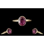 14ct Gold - Nice Quality Single Stone Ruby Set Ring, Marked 14ct to Interior of Shank.