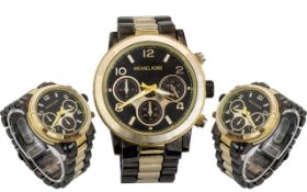 Michael Kors - Unisex MK10004 Gold Tone Steel and Ceramic Chronograph Wrist Watch, Multi-Dials,