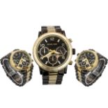 Michael Kors - Unisex MK10004 Gold Tone Steel and Ceramic Chronograph Wrist Watch, Multi-Dials,