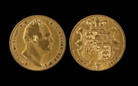 William IIII 22ct Gold Full Sovereign - Date 1837.