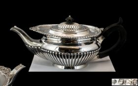 Victorian Period Superb Quality Sterling Silver Tea Pot of Pleasing Design and Proportions.