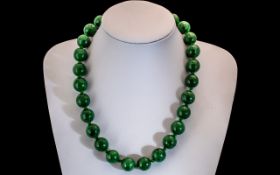 Large Double Knotted Beaded Necklace. The Beads Are of Large Form. 193 grams. 20 Inches In length.