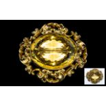 Mid Victorian Period Stunning 18ct Gold Citrine Set Brooch of Large Proportions. c.1860.