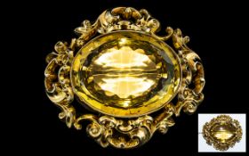 Mid Victorian Period Stunning 18ct Gold Citrine Set Brooch of Large Proportions. c.1860.