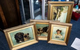 Collection of Four Victorian Paintings by S E Schofield, comprising a cottage and lake scene,