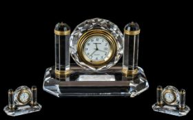 Swarovski - Cut Crystal ( Heavy ) Belle Epoque Quartz Clock, For a Ladies Desk / Table,