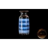 West German Vase, blue drip glaze on a b