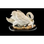 Spanish Porcelain Swan Group, depicting