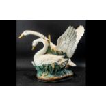 Spanish Porcelain Swans Group, depicting