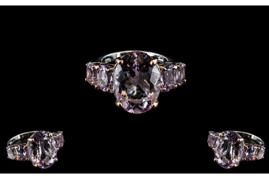 Rose De France Amethyst Statement Ring, a large oval cut of 8.5cts of sparkling Rose de France