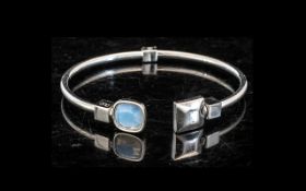 Silver Designer Hinged Bangle. Statement Bangle, Very Stylish, Full Silver Hallmark and Makers Mark.