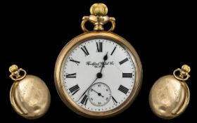 A Rockford Watch Company Open Faced Pocket Watch white enamel dial,