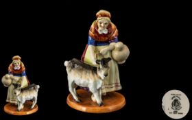 Royal Worcester - 1930's Hand Painted Early Figure ' The Old Goat Woman ' RW2886.