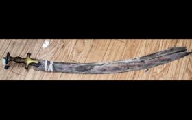 Metal Detector Find ( Sword ) Curved Metal Sword, 33 Inches In length, In Distressed Condition.