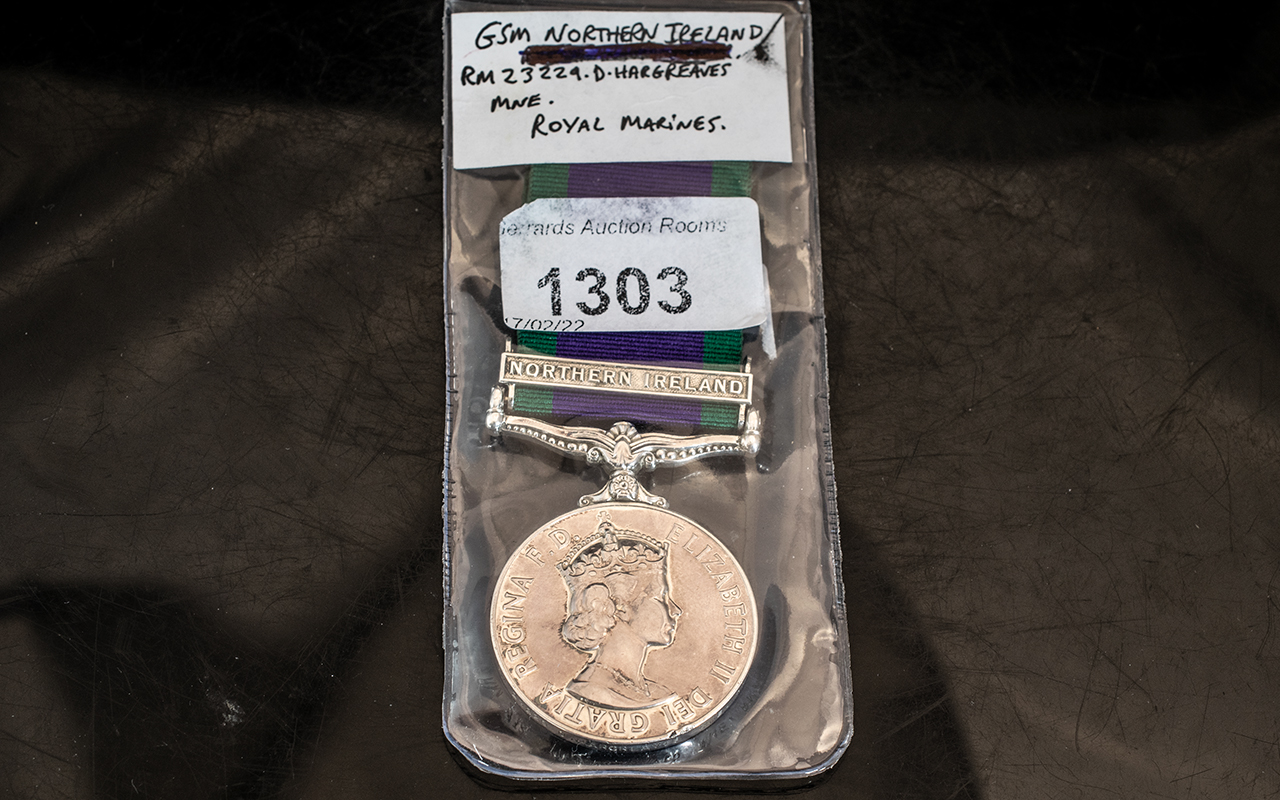 General Service Medal With Northern Ireland Clasp, Awarded To RM 23229 D Hargreaves MNE RM.